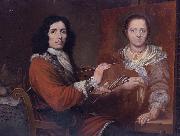 Giulio Quaglio Self Portrait of the Artist Painting his Wife oil painting artist